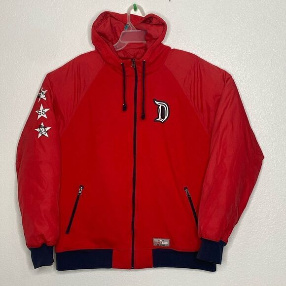 DISNEY PARKS Men’s Red Full Zip Hooded Jacket Size L - Picture 1 of 7